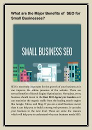 What are the Major Benefits of  SEO for Small Businesses