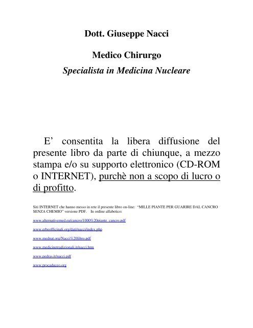 mille piante contro il cancro-Nacci