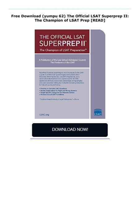 Free Download (yumpu 62) The Official LSAT Superprep II: The Champion of LSAT Prep  [READ] 