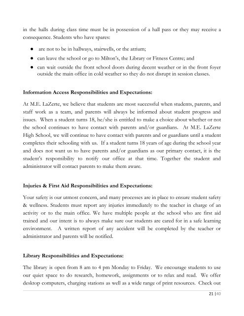 Student Expectations and Responsibilities 2019-2020 Handbook