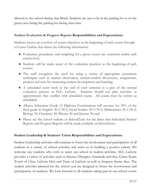 Student Expectations and Responsibilities 2019-2020 Handbook