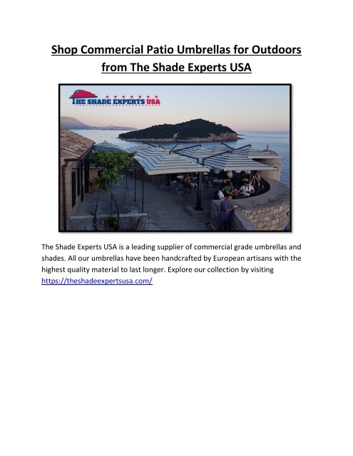 Shop Commercial Patio Umbrellas for Outdoors from The Shade Experts USA