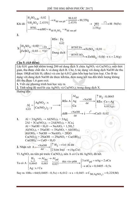 GIẢI CHI TIẾT ĐỀ THI HSG HÓA 9 CÁC TỈNH NĂM 2017 (SỬ DỤNG TỐI ĐA CÁC PHƯƠNG PHÁP GIẢI HÓA HIỆN ĐẠI)