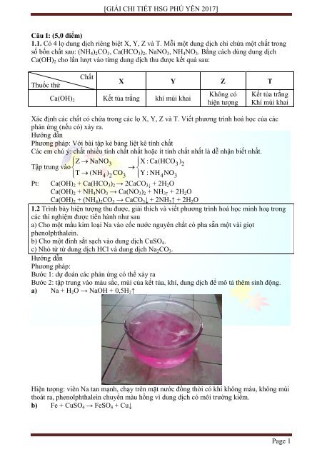 GIẢI CHI TIẾT ĐỀ THI HSG HÓA 9 CÁC TỈNH NĂM 2017 (SỬ DỤNG TỐI ĐA CÁC PHƯƠNG PHÁP GIẢI HÓA HIỆN ĐẠI)