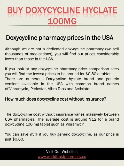 Doxycycline Hyclate 100mg Price