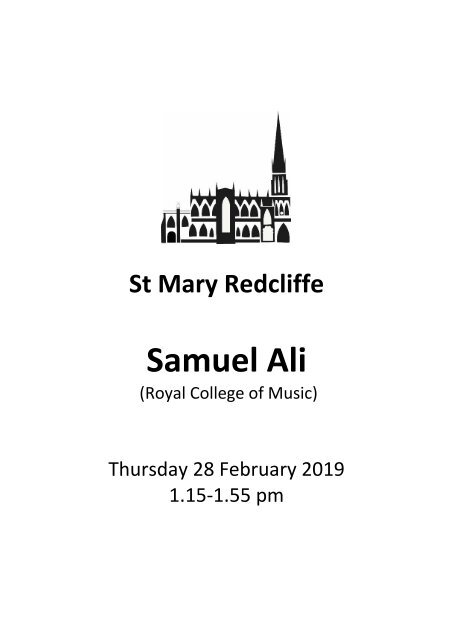 Lunchtime at Redcliffe - Free Organ Recital with Samuel Ali