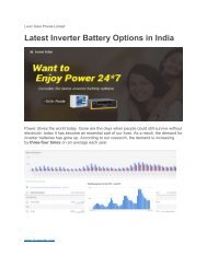 Latest Inverter Battery Options in India