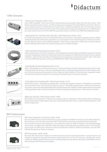 Produktinformationen 48V DC basiertes Mess- und Überwachungssystem