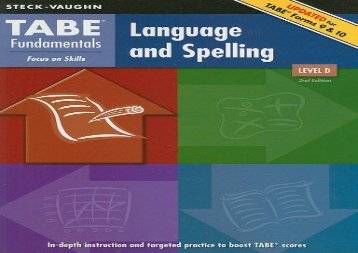 R.E.A.D. [BOOK] TABE Fundamentals Language and Spelling, Level D: Focus on Skills [PDF EPUB KINDLE]