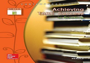 ((DOWNLOAD)) EPUB  Achieving Tabe Success in Reading, Level E Reader (Contemporary s Achieving TABE Success) freedom Ebook