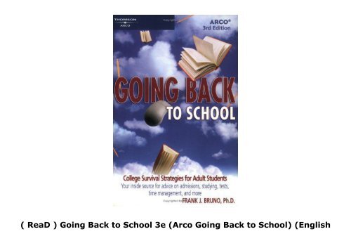 ( ReaD )  Going Back to School 3e (Arco Going Back to School) (English Edition) EPUB/PDF