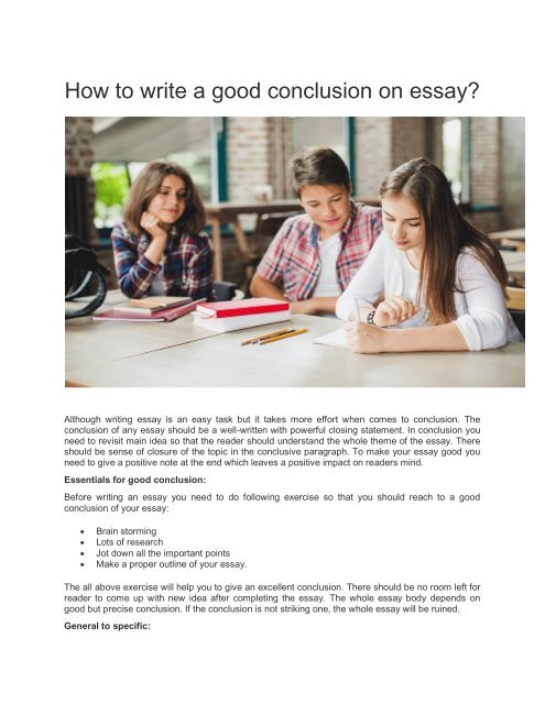 what is a good conclusion for an essay