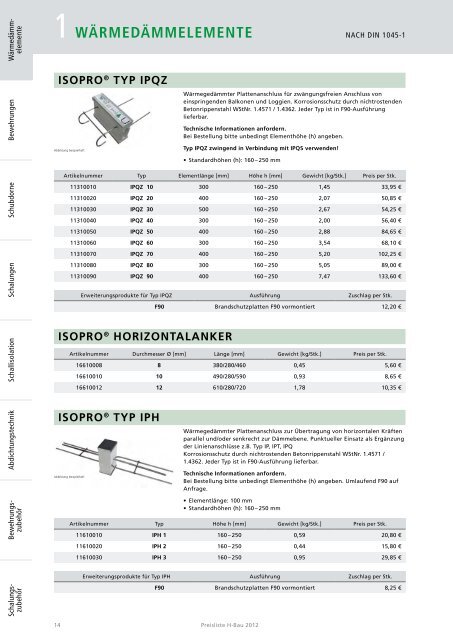 PREISLISTE 2012 - H-Bau Technik GmbH