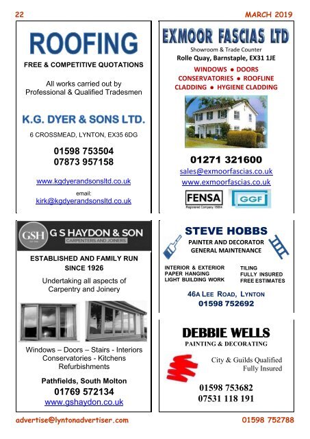Lynton,  Lynmouth and Exmoor Advertiser, March 2019