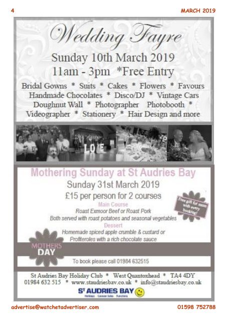 Watchet, Williton and Quantock Advertiser, March 2019