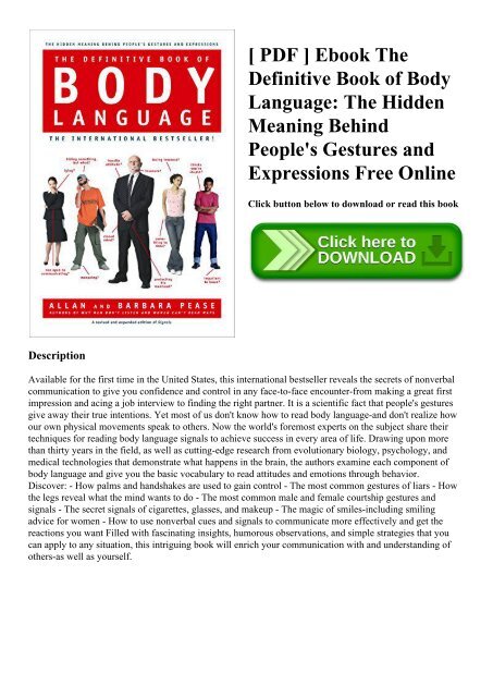 PDF ] Ebook The Definitive Book of Body Language The Hidden Meaning Behind  People's Gestures and Expressions