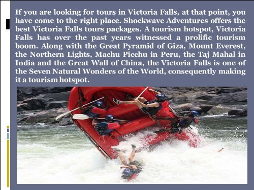 Best Ways to Enjoy Tours in Victoria Falls through Shockwave Adventures