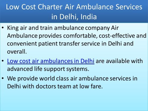 Convenient Patient Transfer Service in Delhi by King Air Ambulance