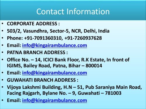 Convenient Patient Transfer Service in Delhi by King Air Ambulance