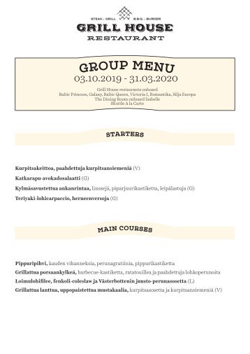 Grill House Group Menu 2019 Autumn FIN