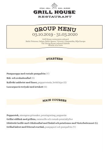 Grill House Group Menu 2019 Autumn SWE