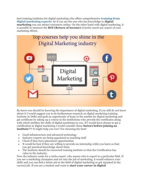 Which is the best Digital marketing Institute in Laxmi Nagar ( Quora PDF )