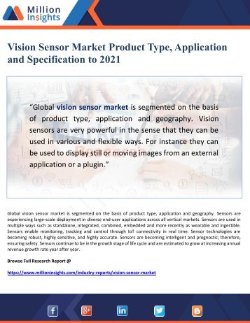 Vision Sensor Market Product Type, Application and Specification to 2021