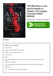 EPUB$ Prince Lestat and the Realms of Atlantis The Vampire Chronicles FREE EBOOK