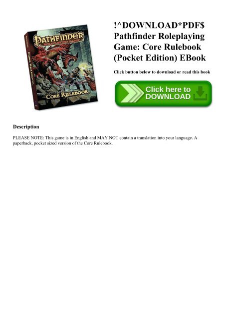 Downloadpdf Pathfinder Roleplaying Game Core Rulebook Pocket Edition Ebook