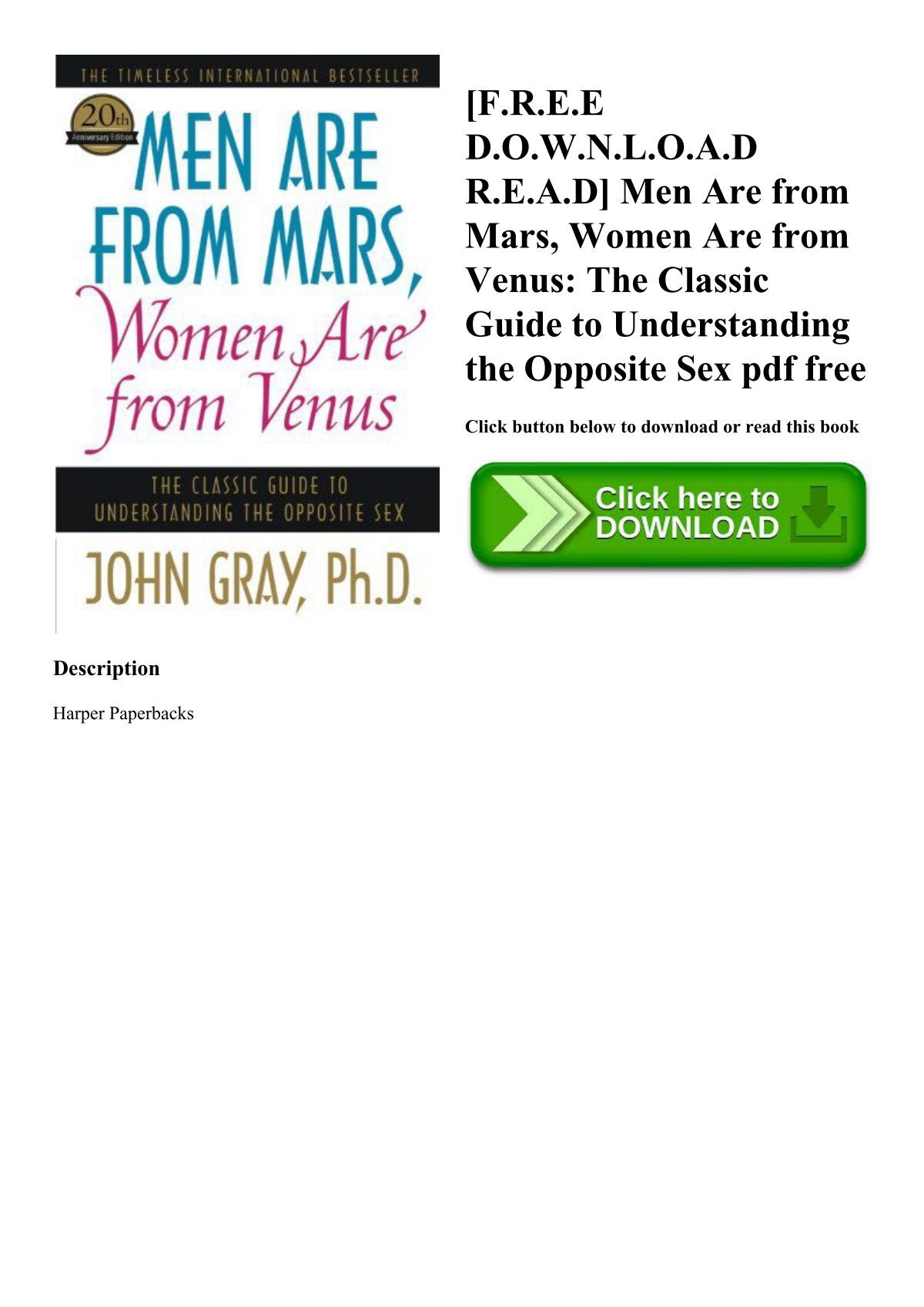 Men Are From Mars Women Are From Venus Pdf