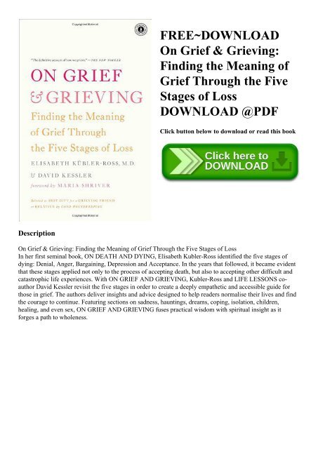 Free Download On Grief Grieving Finding The Meaning Of Grief