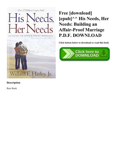 His needs her needs building an affair proof marriage pdf The Love Bank Inventory Willard F Harley Marriage Love