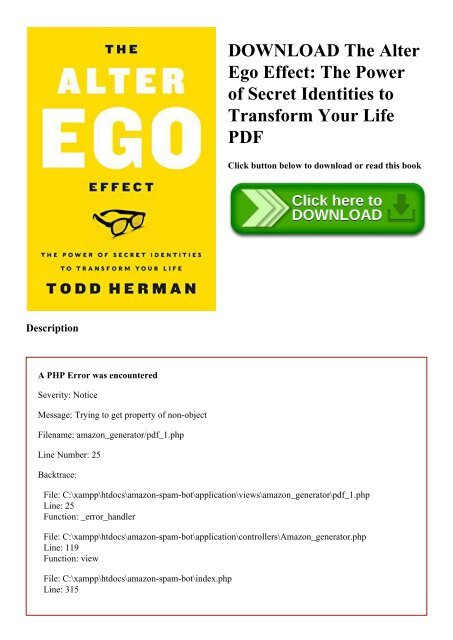 DOWNLOAD The Alter Ego Effect The Power of Secret Identities to Transform Your Life PDF