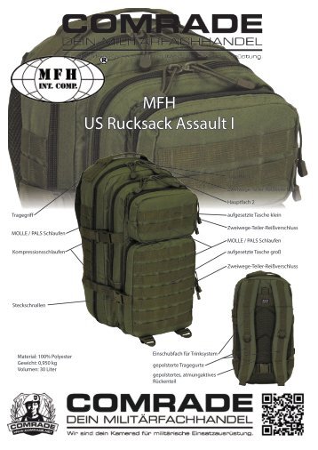 MFH US RUCKSACK ASSAULT I, oliv