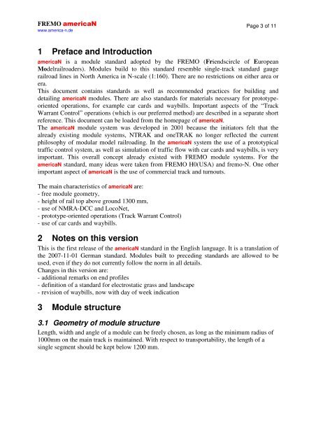 Standards for the FREMO modular system