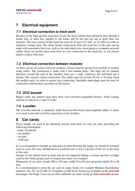 Standards for the FREMO modular system