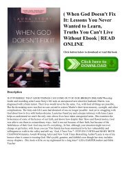 (B.O.O.K.$ When God Doesn't Fix It Lessons You Never Wanted to Learn  Truths You Can't Live Without Ebook  READ ONLINE