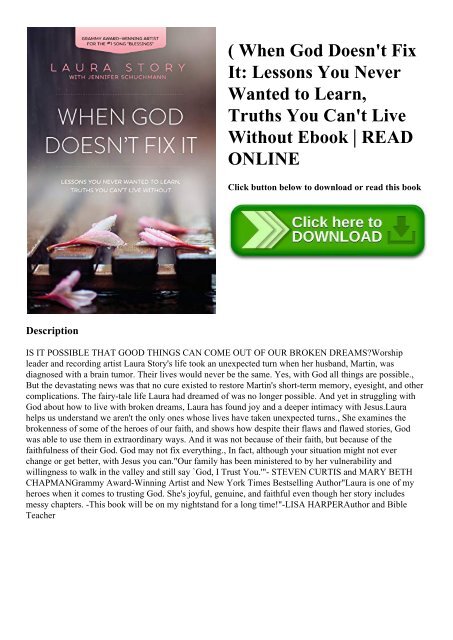 (B.O.O.K.$ When God Doesn't Fix It Lessons You Never Wanted to Learn  Truths You Can't Live Without Ebook  READ ONLINE