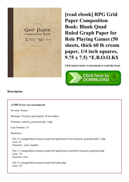 Graph Paper Composition Notebook for Role Playing Games Blank Quad Rule RPG Grid Paper 