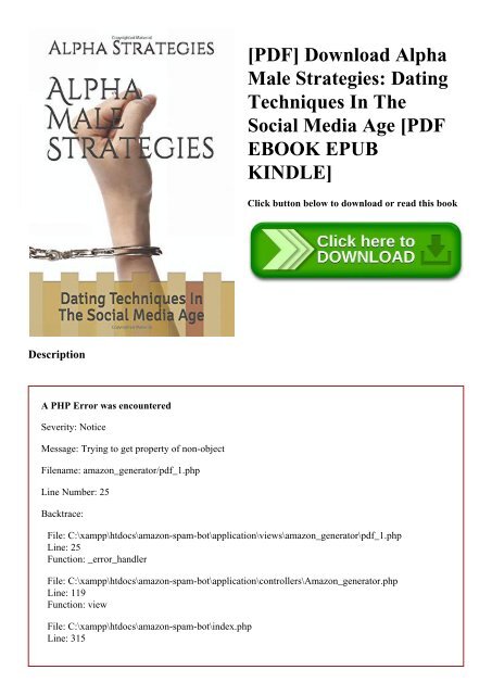 [PDF] Download Alpha Male Strategies Dating Techniques In The Social Media Age [PDF EBOOK EPUB KINDLE]