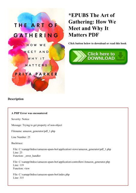 EPUB$ The Art of Gathering How We Meet and Why It Matters PDF