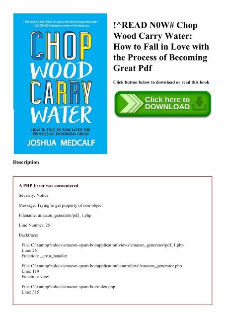 Read N0w Chop Wood Carry Water How To Fall In Love With The Process Of Becoming