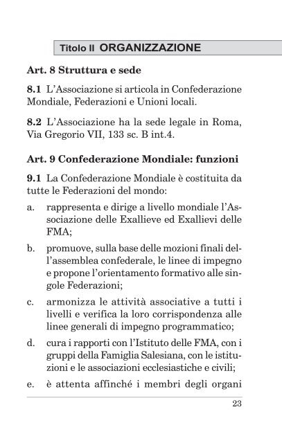 Statuto Exal.  FMA 2015