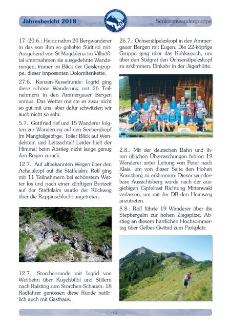 DAV Weilheim Jahresbericht 2018