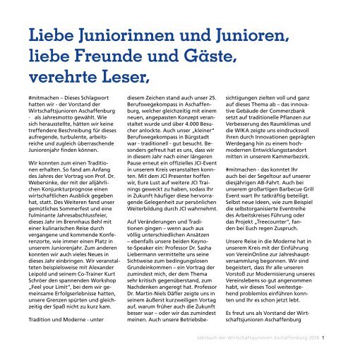  Jahrbuch der Wirtschaftsjunioren Aschaffenburg - Ausgabe 2018