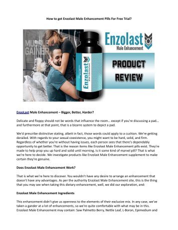 Does Enzolast Male Enhancement work effectively?