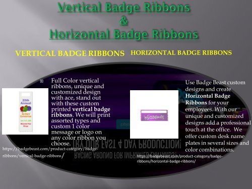 Vertical Badge Ribbons &amp; Horizontal Badge Ribbons