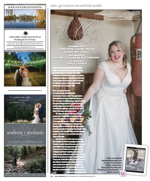 Real Weddings Magazine's “Glamour on the Ranch“ Cover Model Finalist Photo Shoot - Winter/Spring 2019 - Featuring some of the Best Wedding Vendors in Sacramento, Tahoe and throughout Northern California!