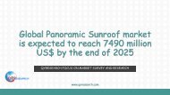 Global Panoramic Sunroof market is expected to reach 7490 million US$ by the end of 2025