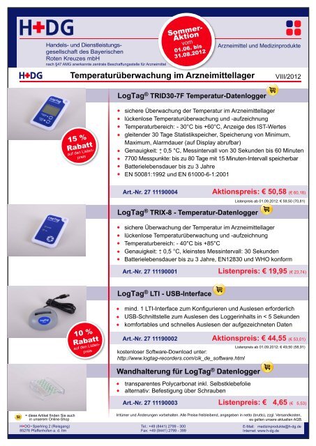 Temperaturüberwachung im Arzneimittellager - H+DG